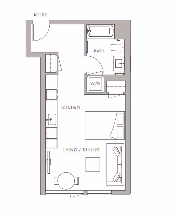 0BD, 1BTH S3 floor plan